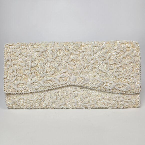 Vtg 50s Embroidered Beaded Sequined‎ Clutch Broadway Retro Glam Modern Royalty - Picture 1 of 10